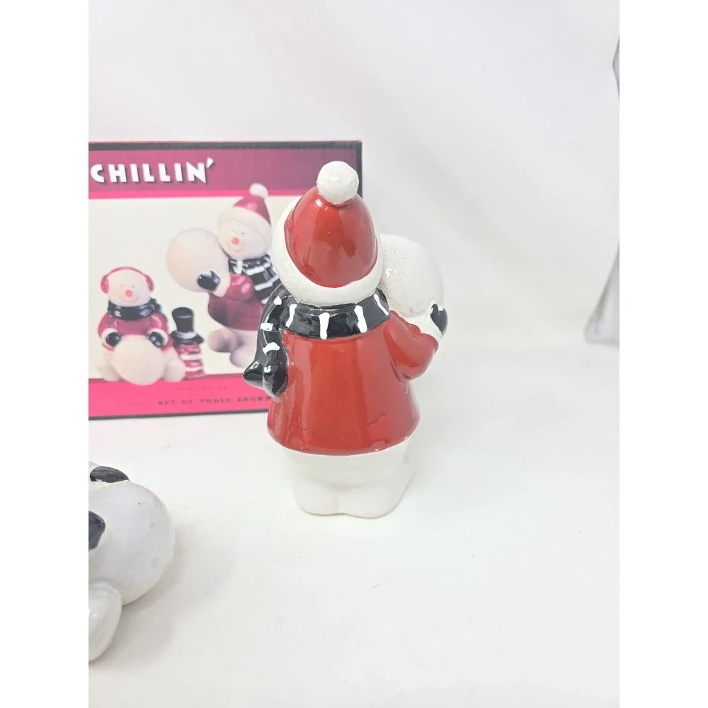 3 Snowmen Figurines Just Chillin Cracker Barrel Country Store Ceramic 6